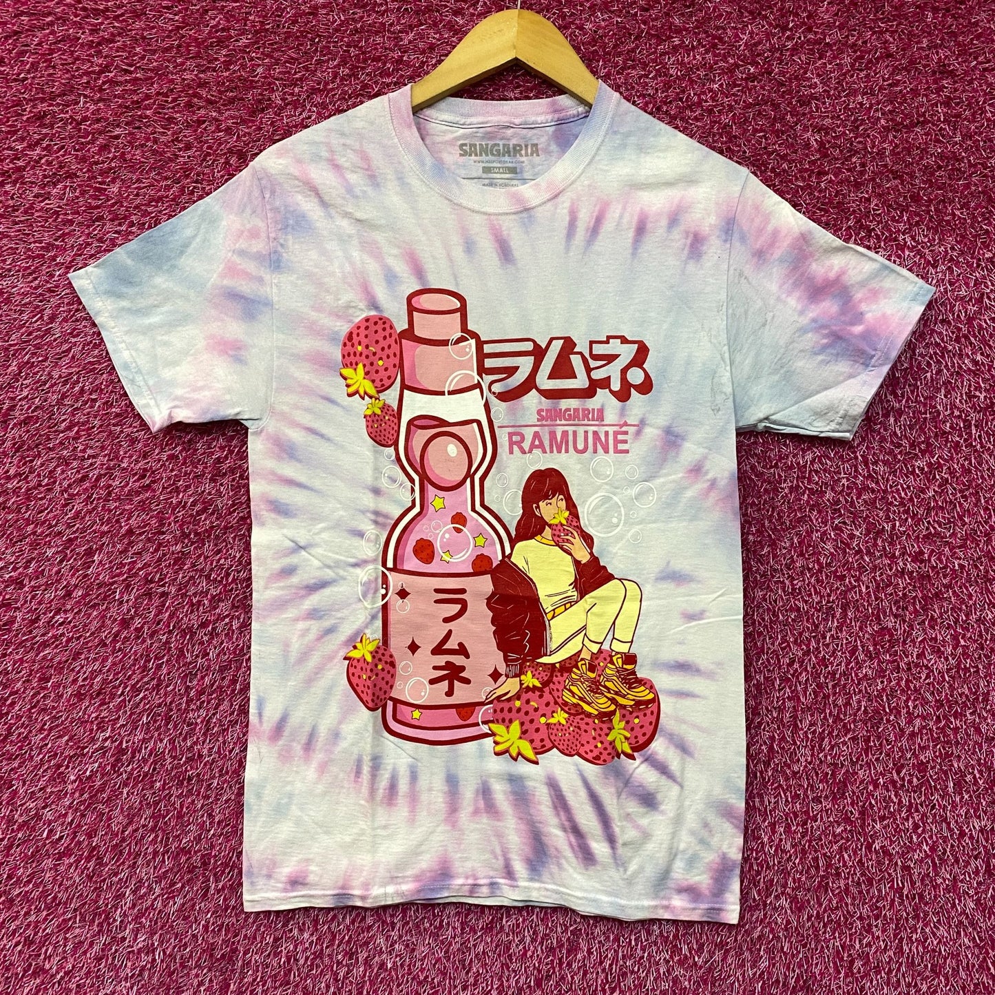 Sangaria Ramune Strawberry Tie Dye T-Shirt Small