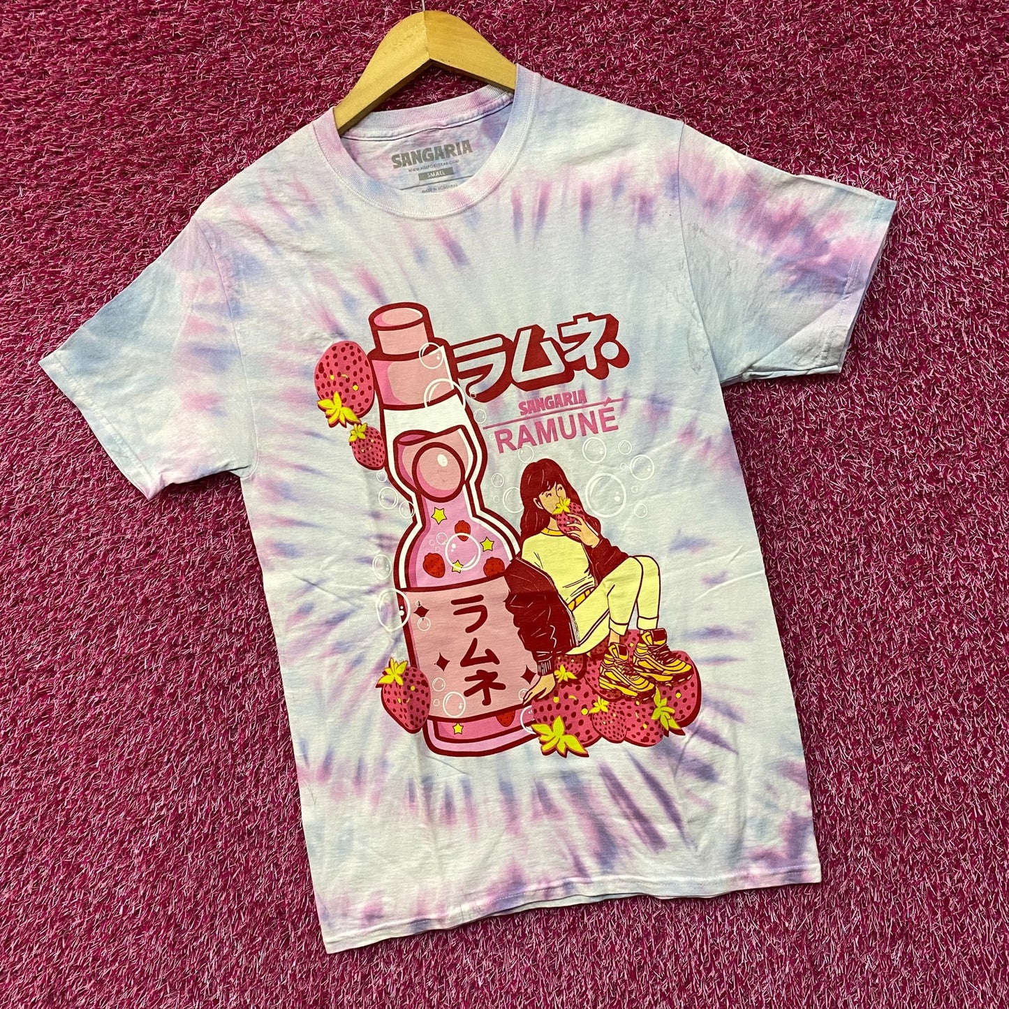 Sangaria Ramune Strawberry Tie Dye T-Shirt Small