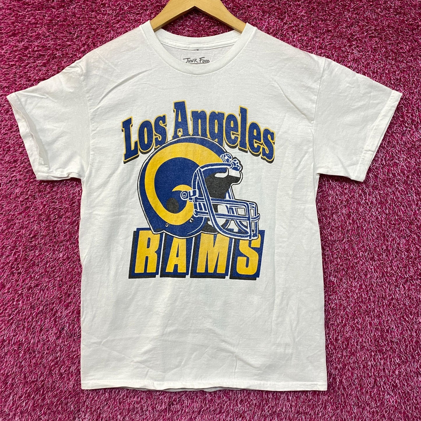 Junk Food Clothing NFL Los Angeles Rams Throwback Helmet Retro Style T-Shirt Small