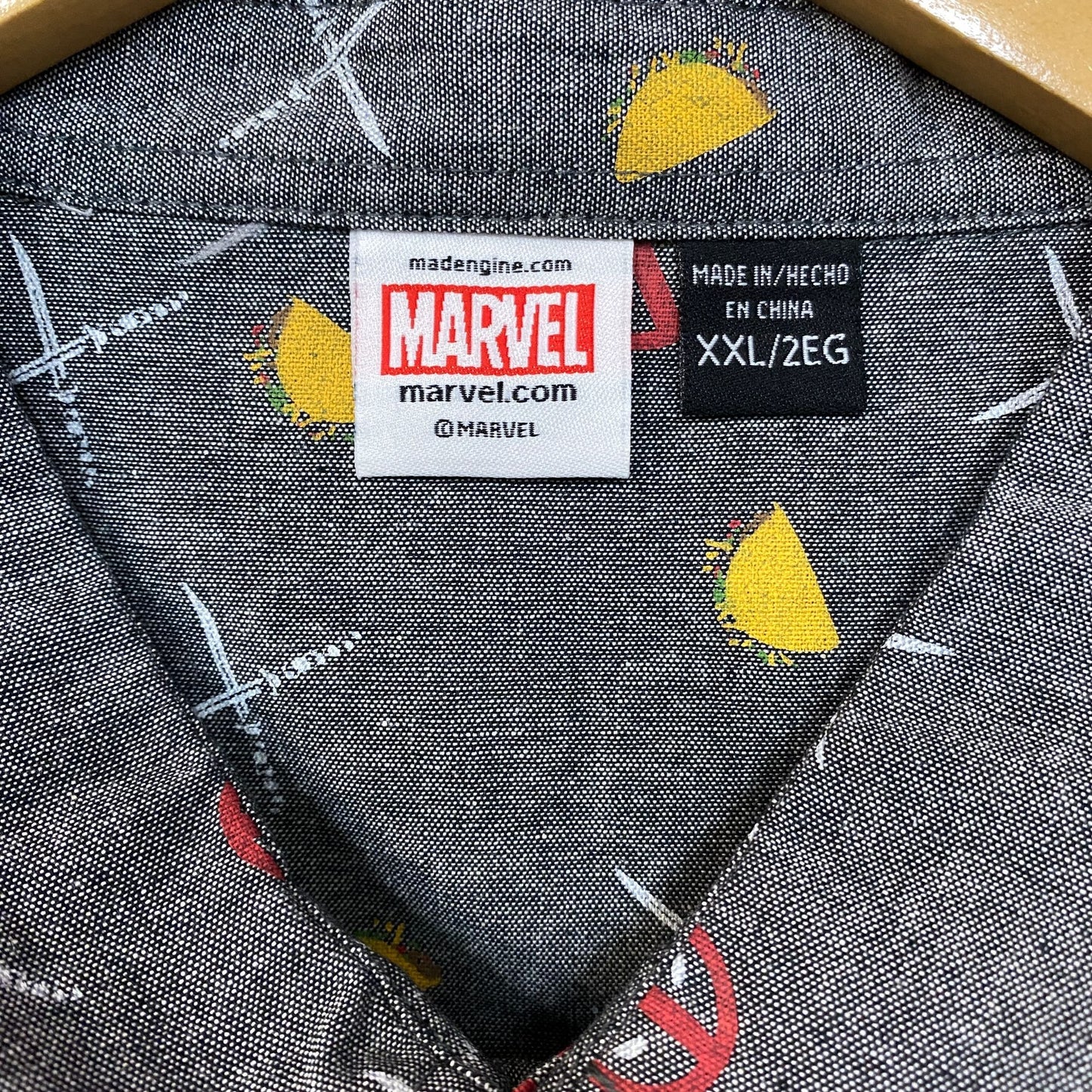 Marvel Deadpool Logo Dual Sided Button Up Shirt XXL