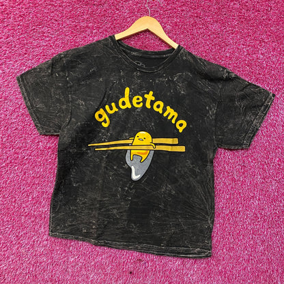 Gudetama Chopsticks Mineral Wash Graphic T-Shirt Large.
