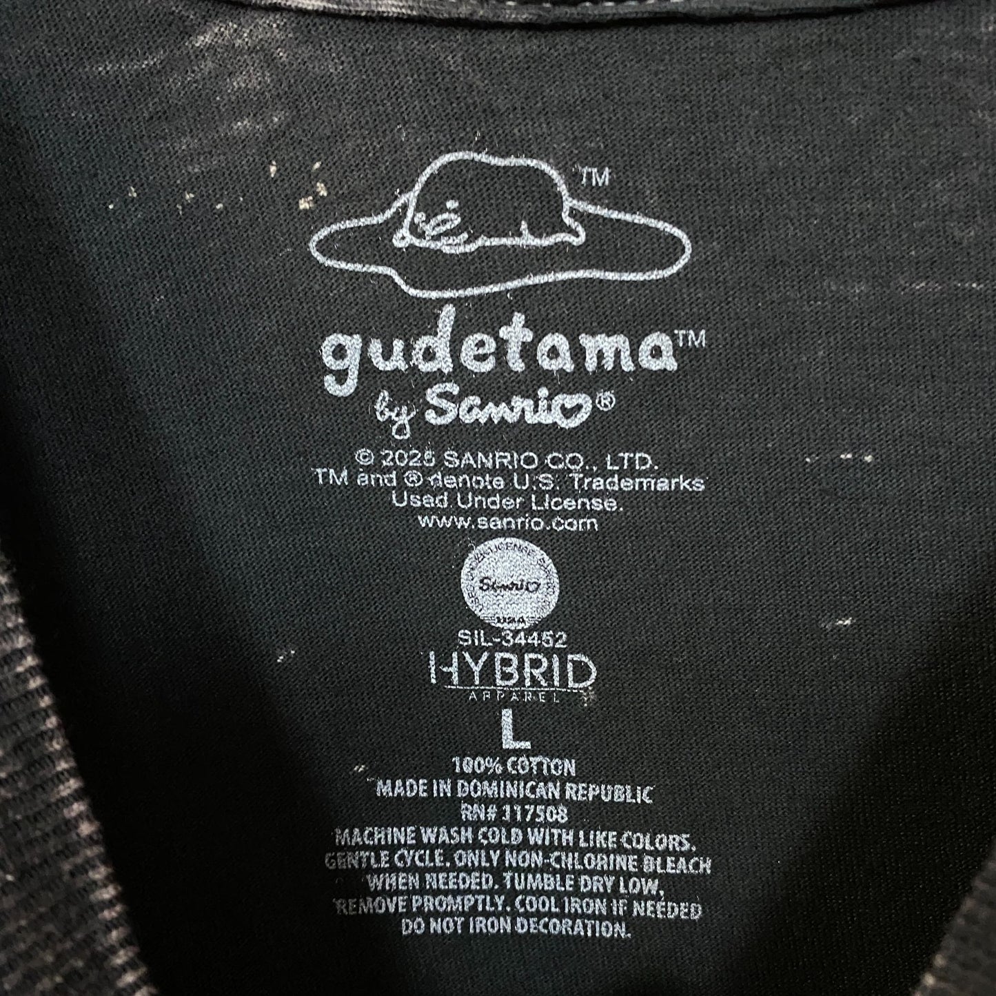 Gudetama Chopsticks Mineral Wash Graphic T-Shirt Large.
