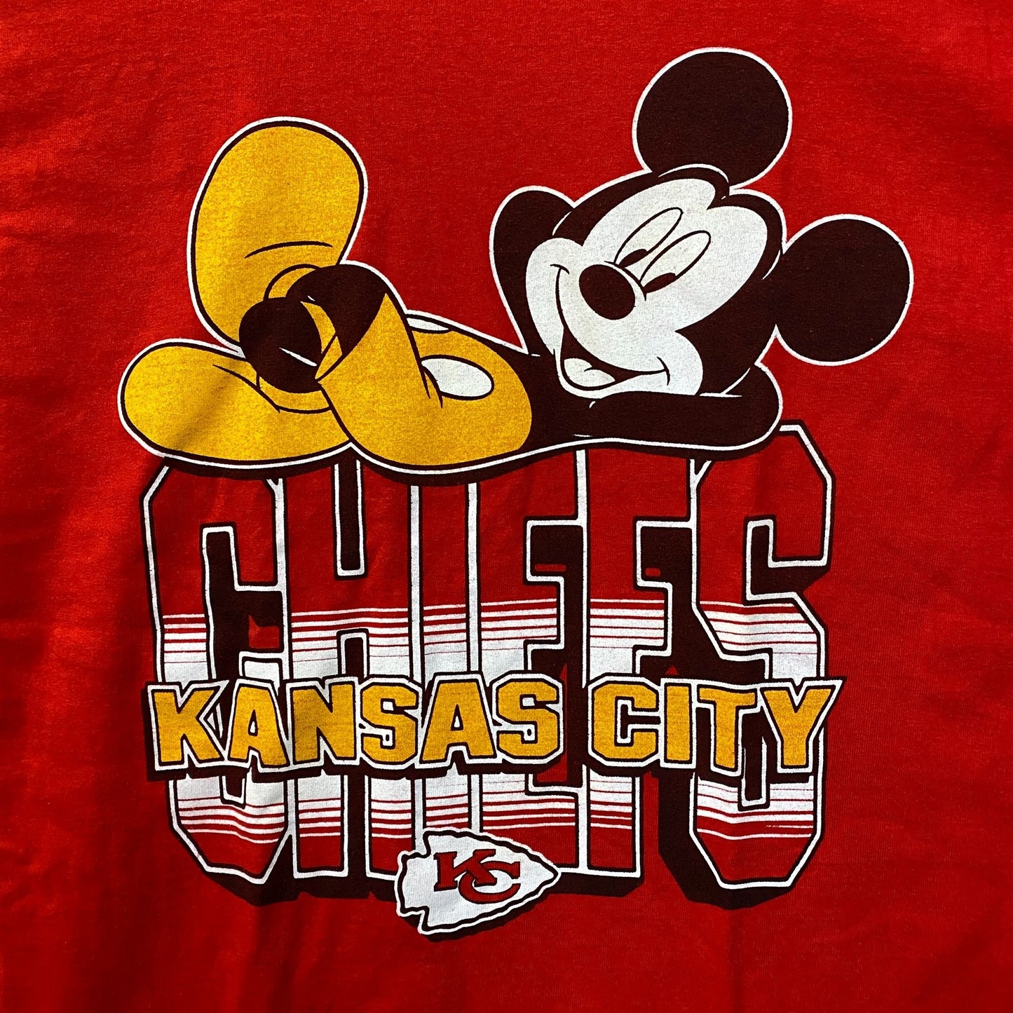 Junk Food x NFL Disney Mickey Mouse Kick Back Kansas City Chiefs Shirt Medium
