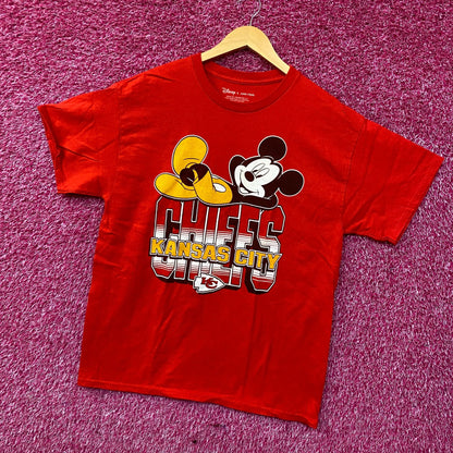 Junk Food x NFL Disney Mickey Mouse Kick Back Kansas City Chiefs Shirt Medium