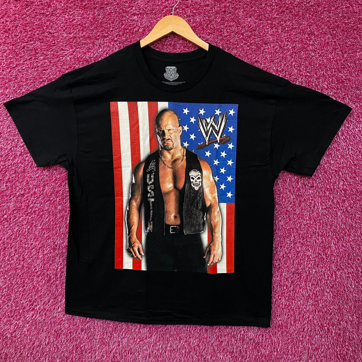 WWE Legends Stone Cold Steve Austin American Flag Graphic T-Shirt XL