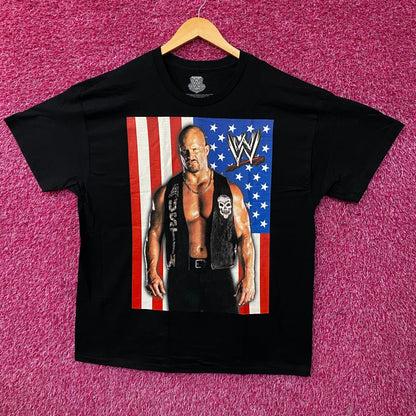 WWE Legends Stone Cold Steve Austin American Flag Graphic T-Shirt XL