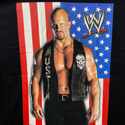 WWE Legends Stone Cold Steve Austin American Flag Graphic T-Shirt XL