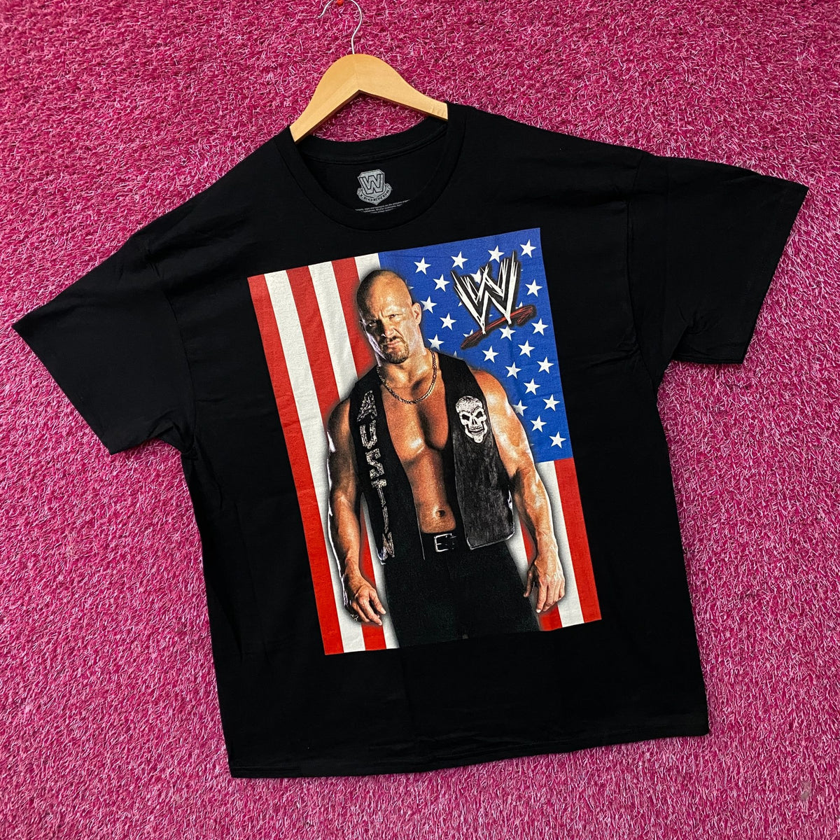 WWE Legends Stone Cold Steve Austin American Flag Graphic T-Shirt XL