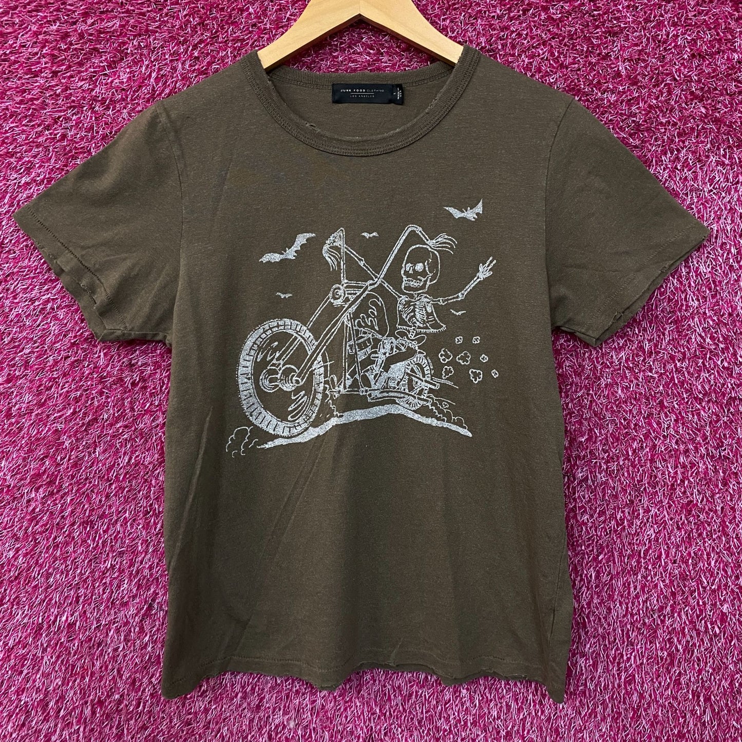 Junk Food Clothing Women's Skeleton Chopper Original Tee Large