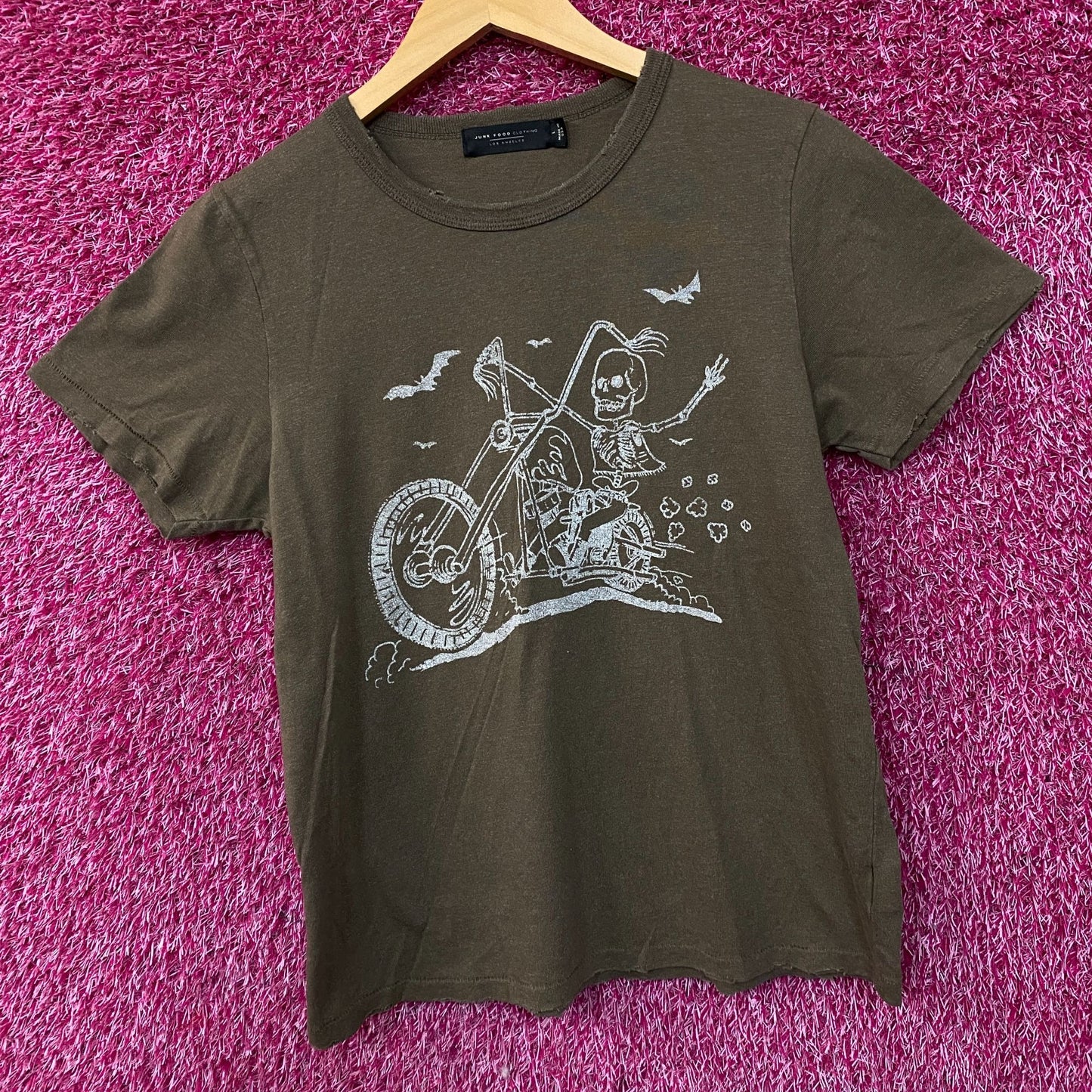Junk Food Clothing Women's Skeleton Chopper Original Tee Large