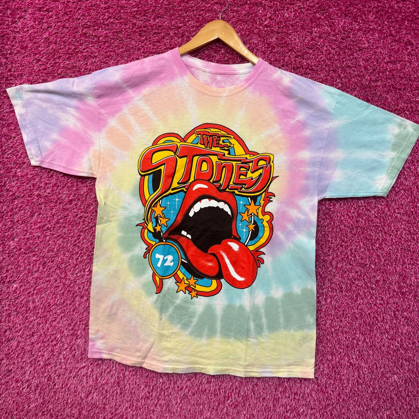 The Rolling Stones Hot Lips Shining Star 72 Band Tie Dye XL