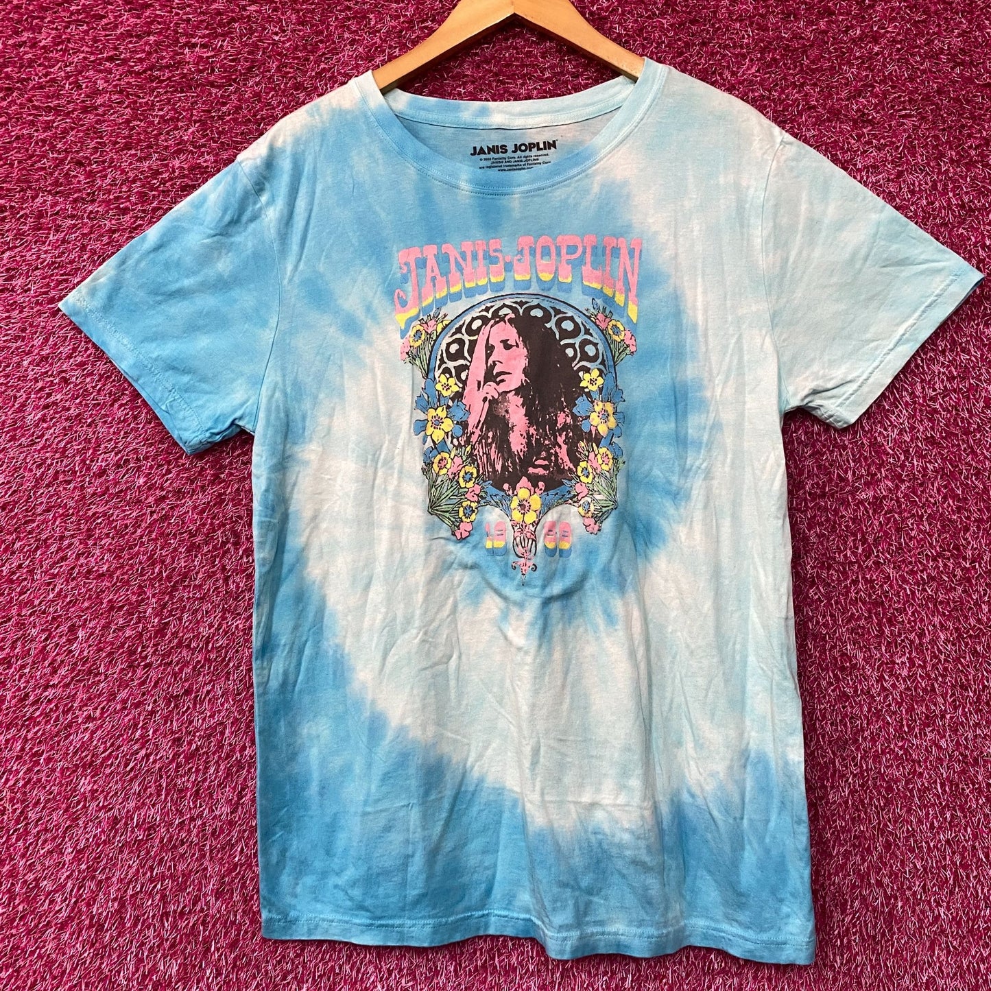 Janis Joplin Pearl Album Blue Tie Dye T-Shirt Large