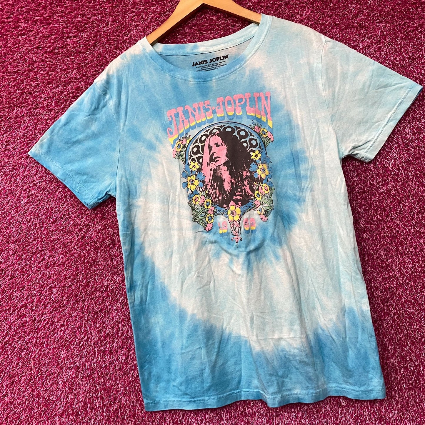 Janis Joplin Pearl Album Blue Tie Dye T-Shirt Large
