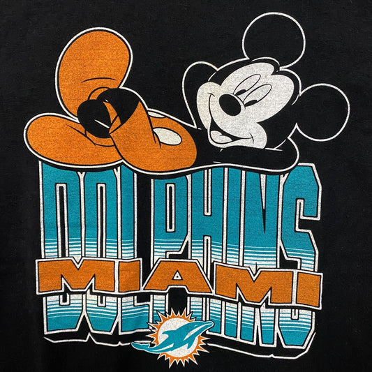 Disney x Junk Food NFL Miami Dolphins Mickey Mouse Kick Back T-Shirt Small