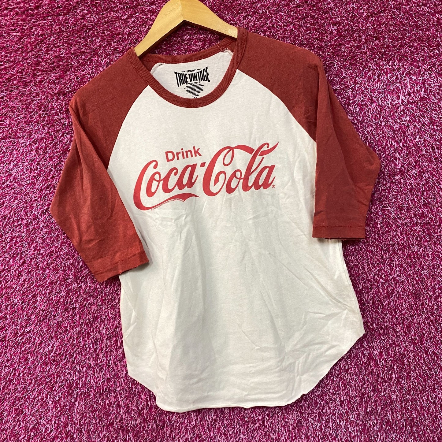Drink Coca-Cola Vintage Style 3/4 Sleeve T-Shirt Small