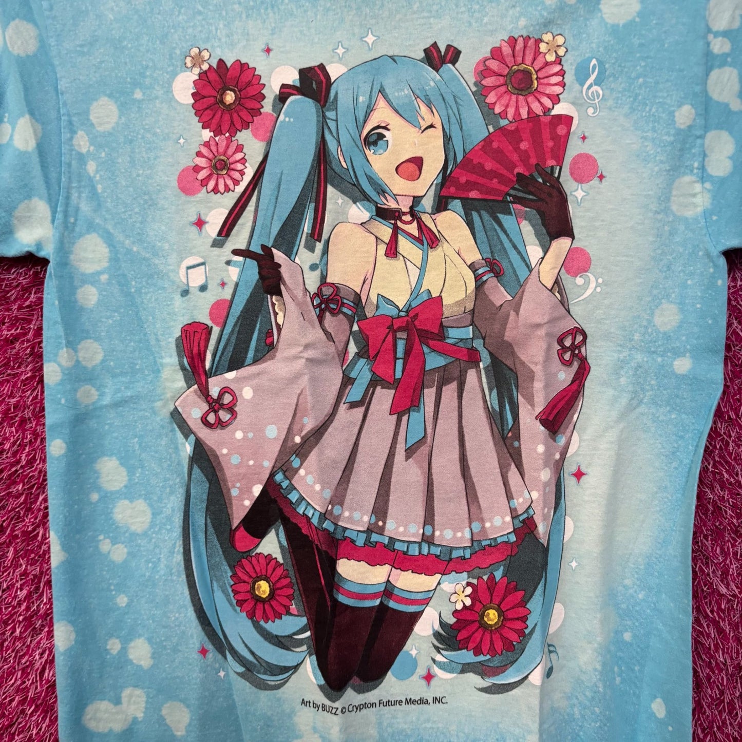 Hatsune Miko Kimono Virtual Singer Anime Tie Dye T-Shirt Small