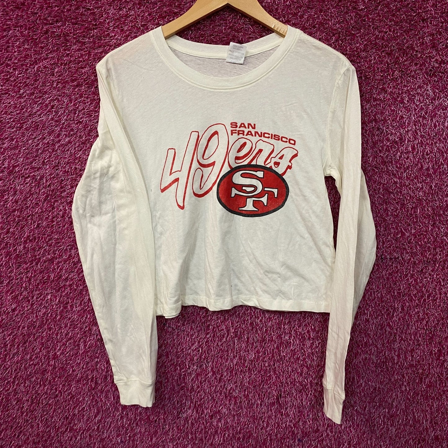 Junk Food Clothing Women's NFL San Francisco 49ers Touchdown Long Sleeve Crop Tee XS