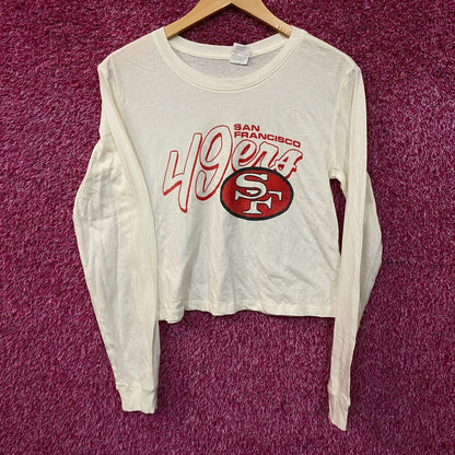 Junk Food Clothing Women's NFL San Francisco 49ers Touchdown Long Sleeve Crop Tee XS