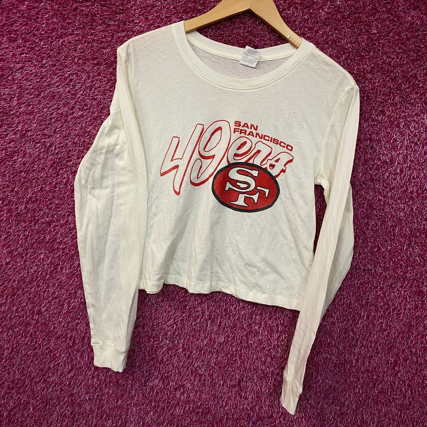 Junk Food Clothing Women's NFL San Francisco 49ers Touchdown Long Sleeve Crop Tee XS