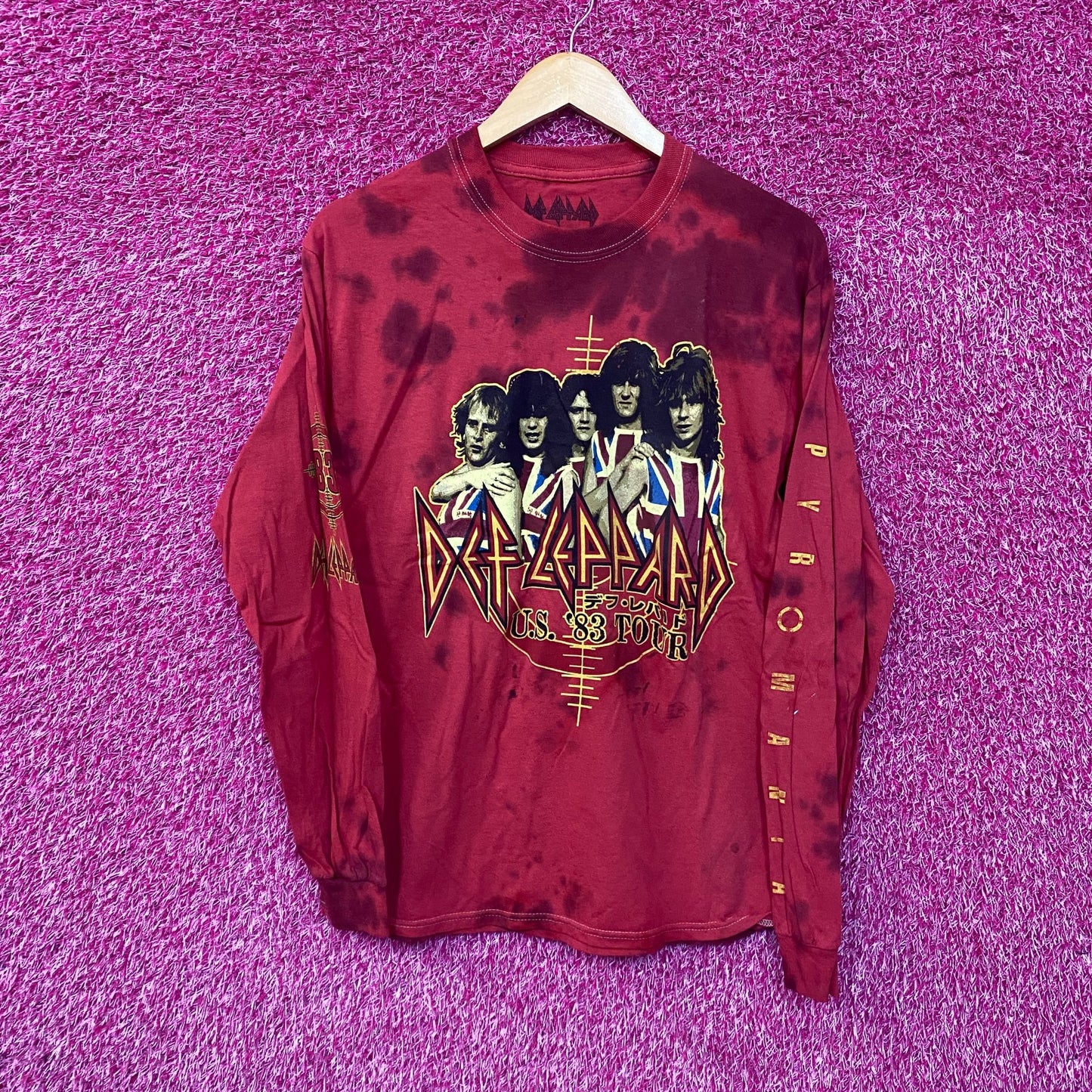 Def Leppard Pyromania 83 US Tour Tie Dye Long Sleeve T-Shirt Medium