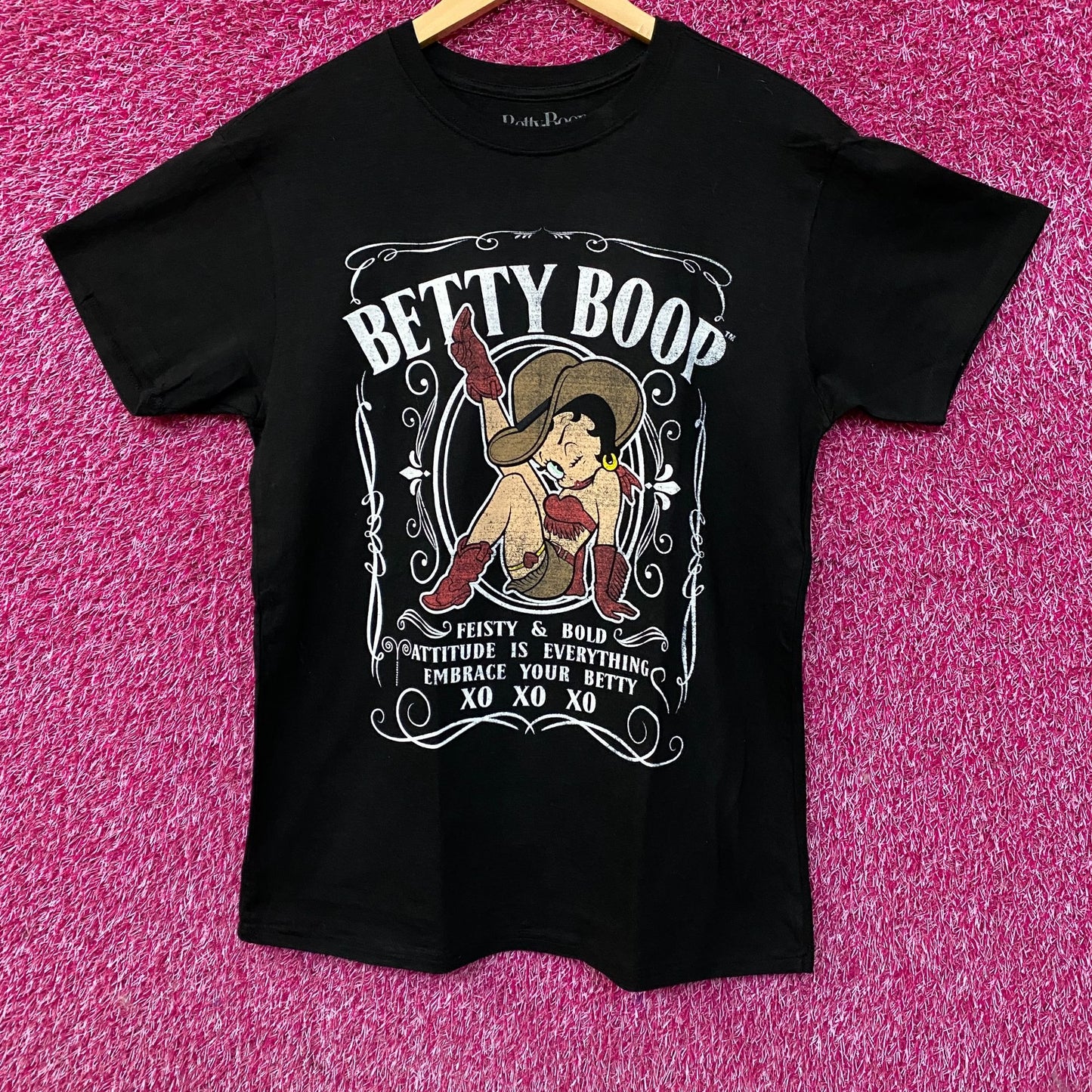 Betty Boop "Feisty & Bold" Cowgirl Cute Graphic T-Shirt Large