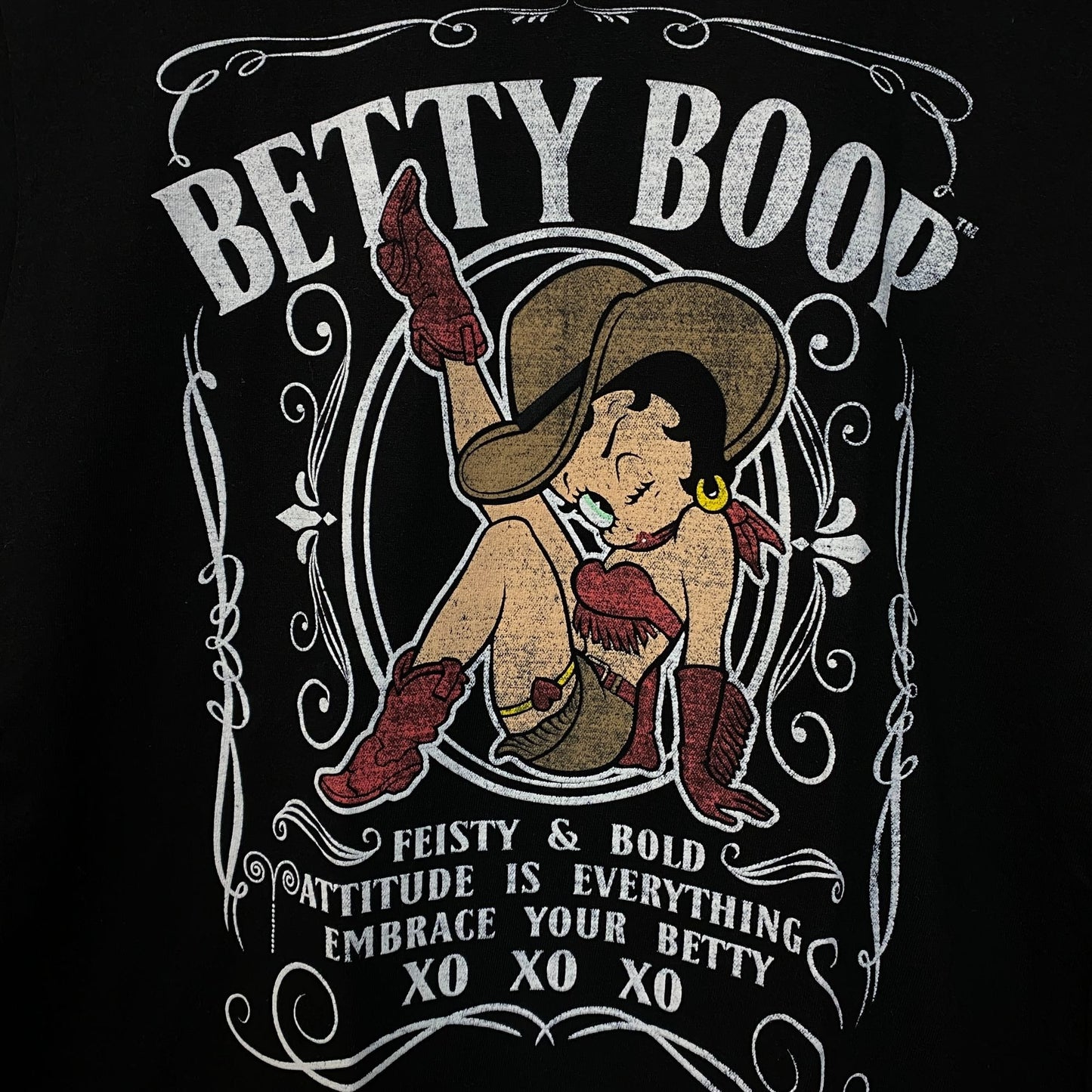 Betty Boop "Feisty & Bold" Cowgirl Cute Graphic T-Shirt Large