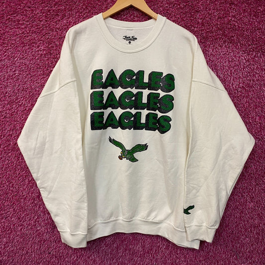 Junk Food Clothing Philadelphia Eagles Repeat Bling Glitter Crewneck Sweatshirt 2XL
