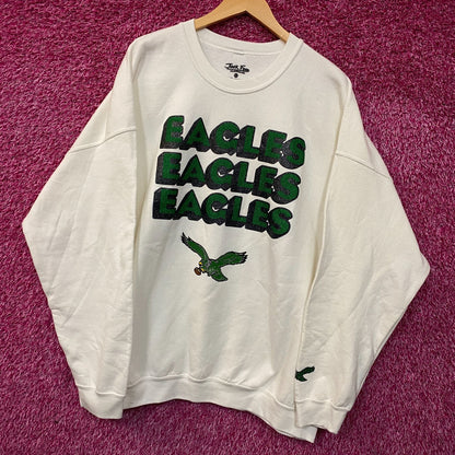 Junk Food Clothing Philadelphia Eagles Repeat Bling Glitter Crewneck Sweatshirt 2XL