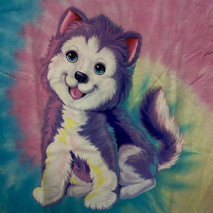 Lisa Frank Tikanni The Husky Puppy Cute Graphic Tie Dye T-Shirt Small