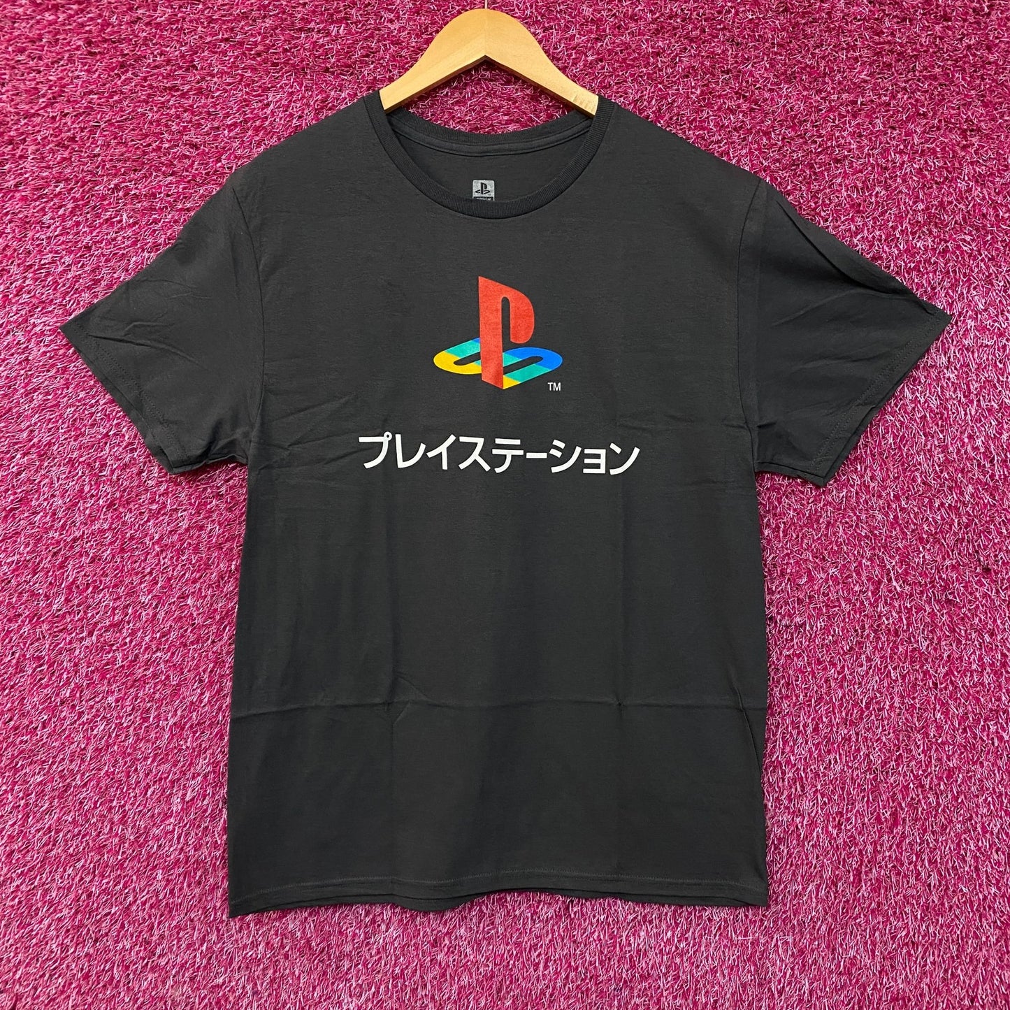 PlayStation Logo Japanese Katakana Graphic T-Shirt Large
