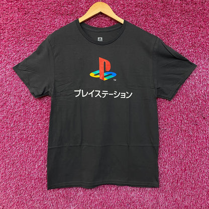 PlayStation Logo Japanese Katakana Graphic T-Shirt Large