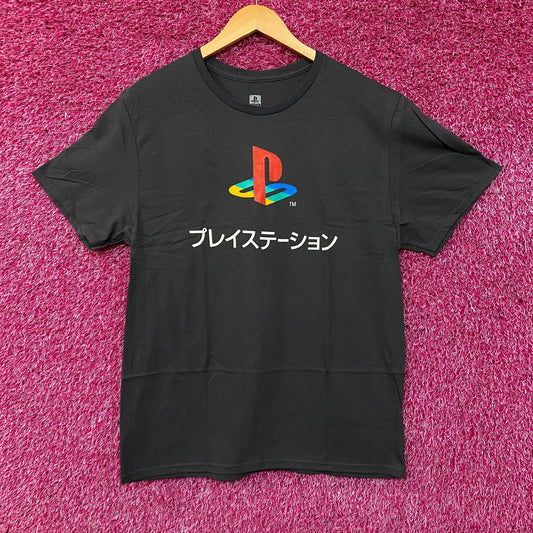 PlayStation Logo Japanese Katakana Graphic T-Shirt Large
