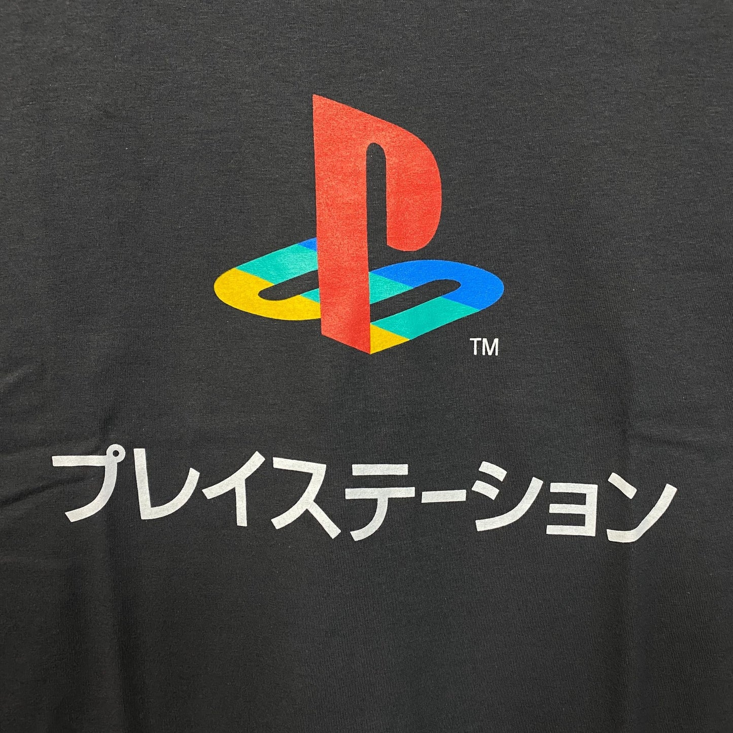PlayStation Logo Japanese Katakana Graphic T-Shirt Large