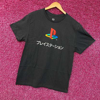 PlayStation Logo Japanese Katakana Graphic T-Shirt Large