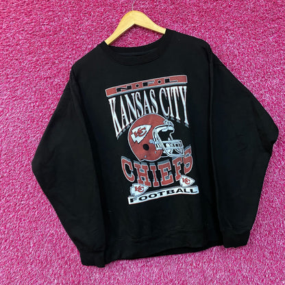 Junk Food Clothing NFL Kansas City Chiefs Helmet Crewneck Sweatshirt Large