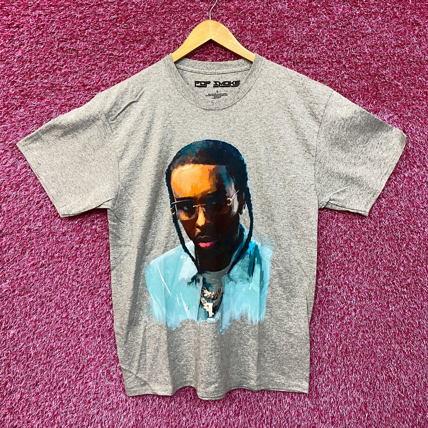 Pop Smoke Music Gray Rap Tshirt size Large