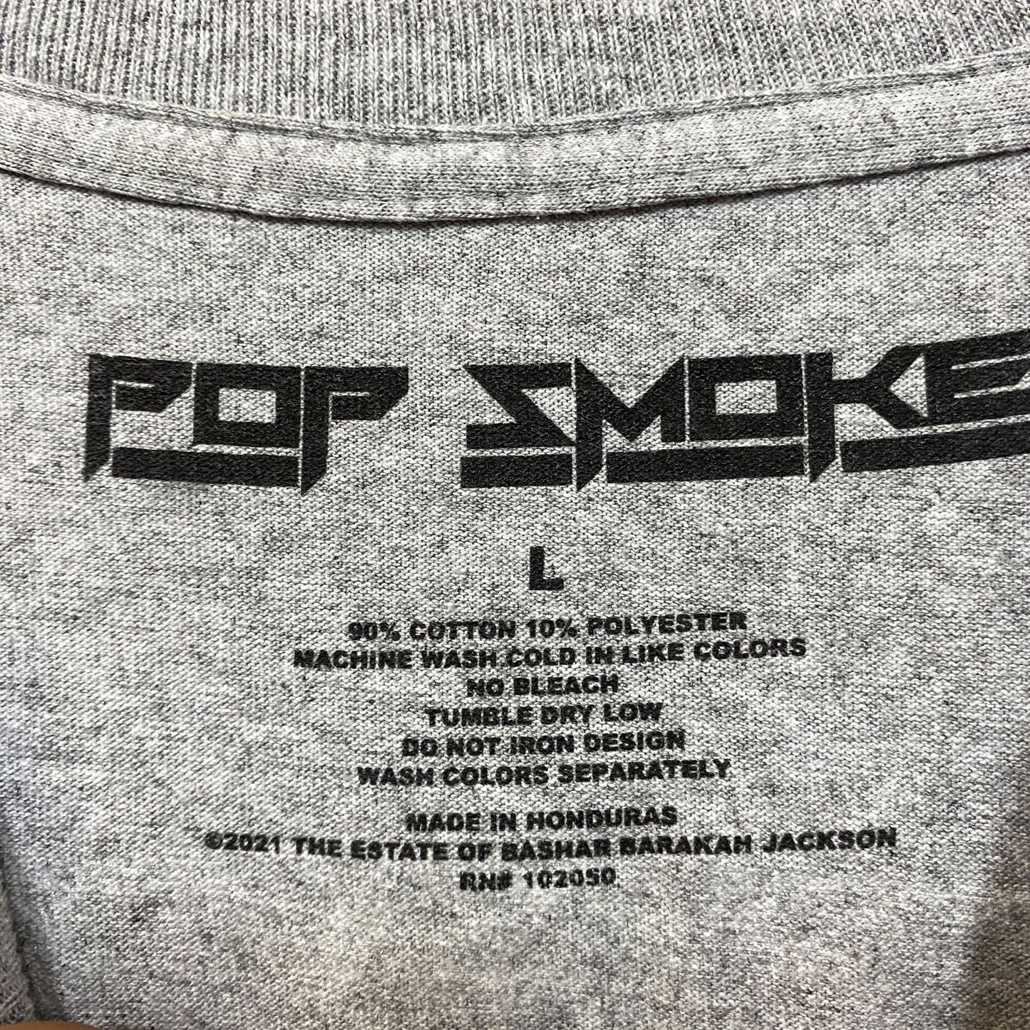 Pop Smoke Music Gray Rap Tshirt size Large