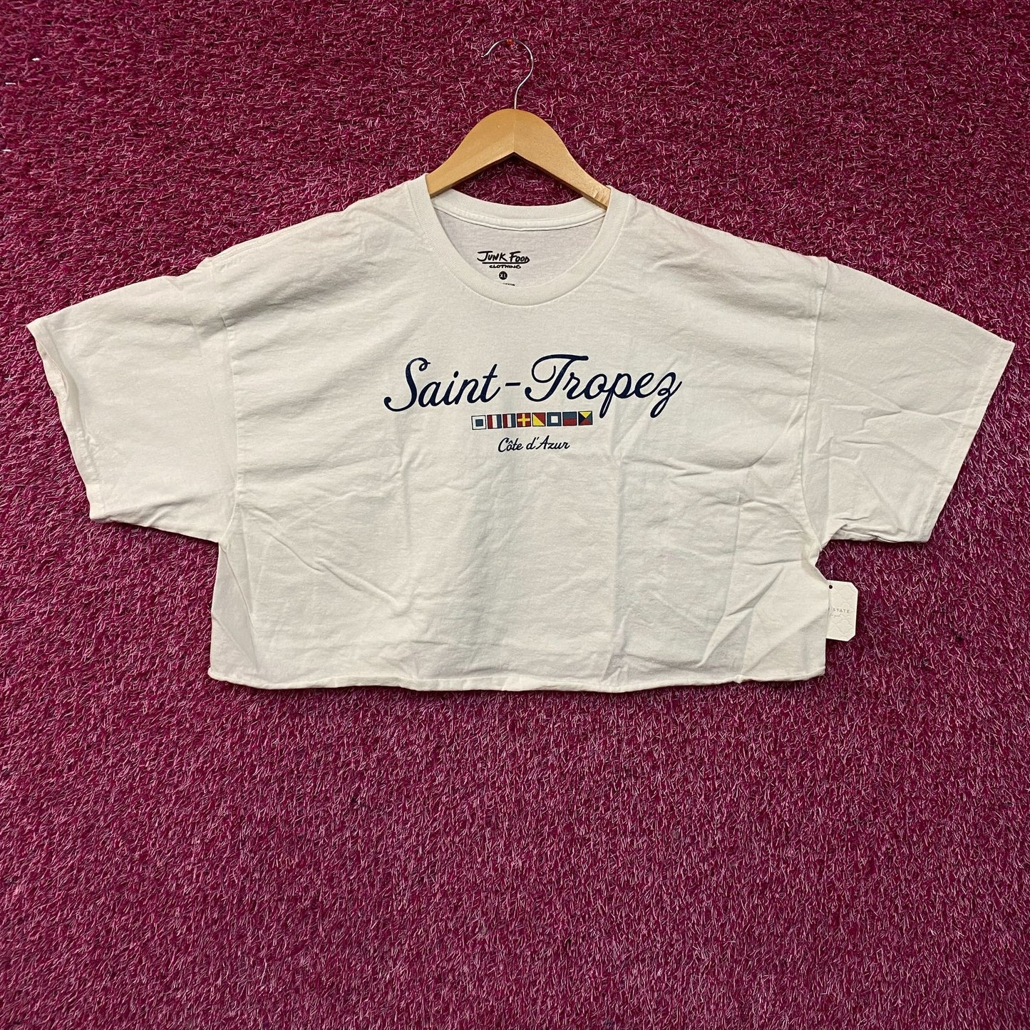 Junk Food Clothing Saint-Tropez Côte d'Azur Crop T-Shirt XL