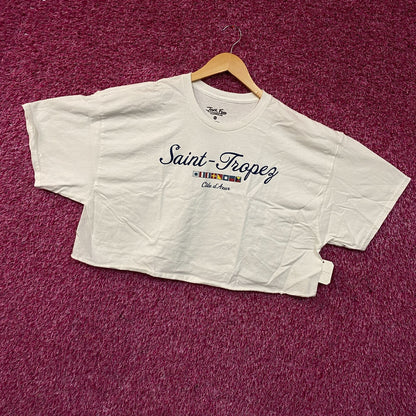 Junk Food Clothing Saint-Tropez Côte d'Azur Crop T-Shirt XL