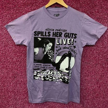 Olivia Rodrigo "Spills Her Guts LIVE!" Graphic T-shirt Medium