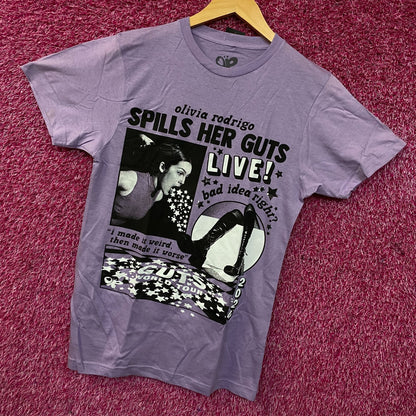 Olivia Rodrigo "Spills Her Guts LIVE!" Graphic T-shirt Medium