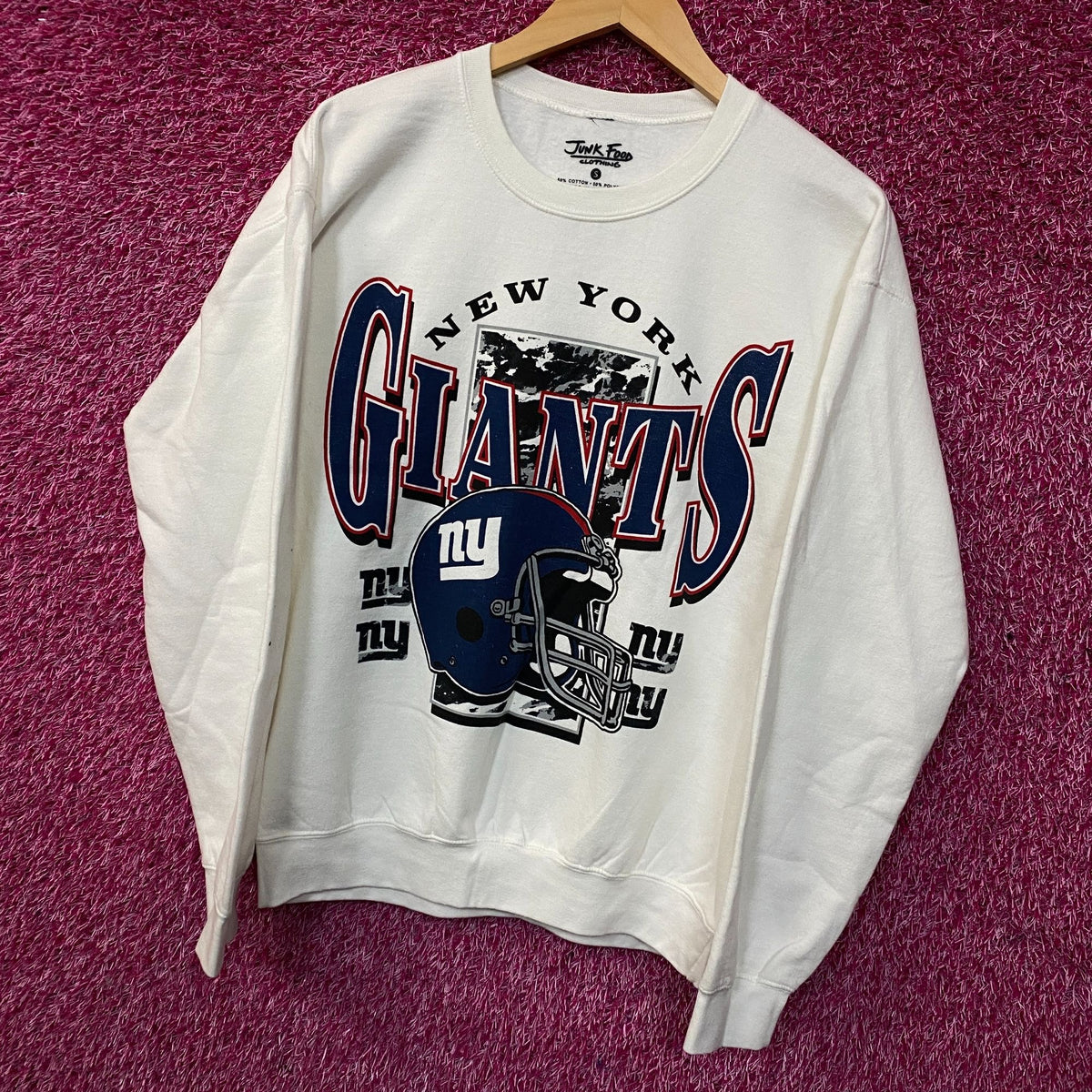 Junk Food Clothing New York Giants Conversion Flea Market Crew Fleece Sweatshirt Small