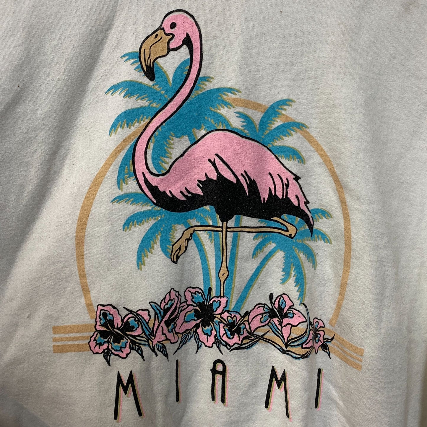 Miami Florida Pink Flamingo Crewneck Sweater Small