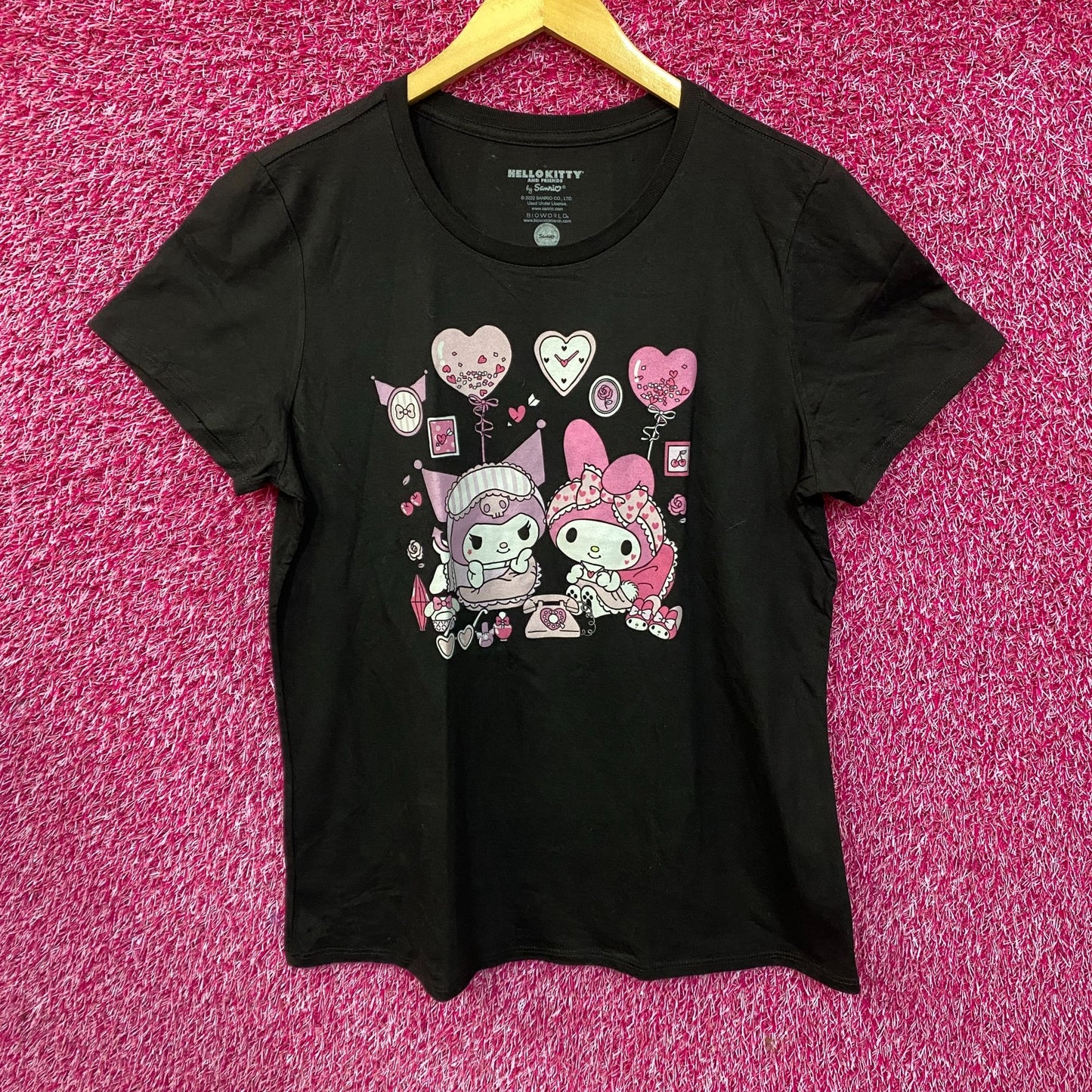 Hello Kitty and Friends My Melody and Kuromi Pajama Party Casual Fashion T-Shirt XL
