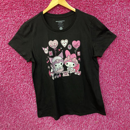Hello Kitty and Friends My Melody and Kuromi Pajama Party Casual Fashion T-Shirt XL