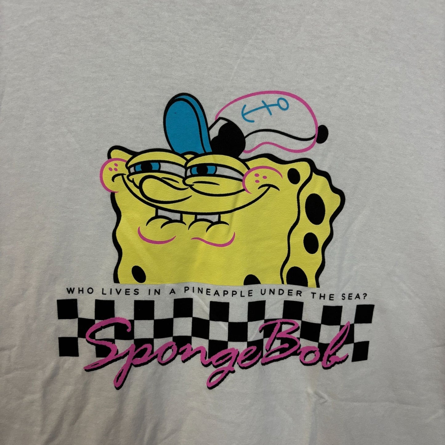 Sponge Bob Who Lives in a Pinnacle Under the Sea White Tshirt size XL