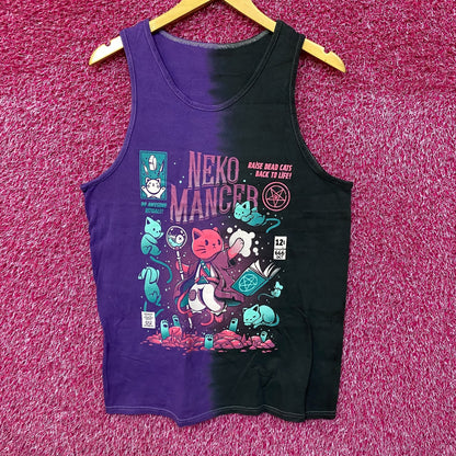 Neko Mancer Gothic Kawaii Cats Split-Dye Tank Top L