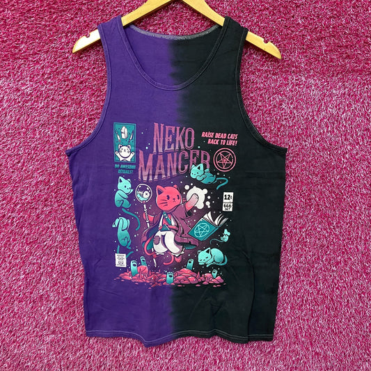 Neko Mancer Gothic Kawaii Cats Split-Dye Tank Top L