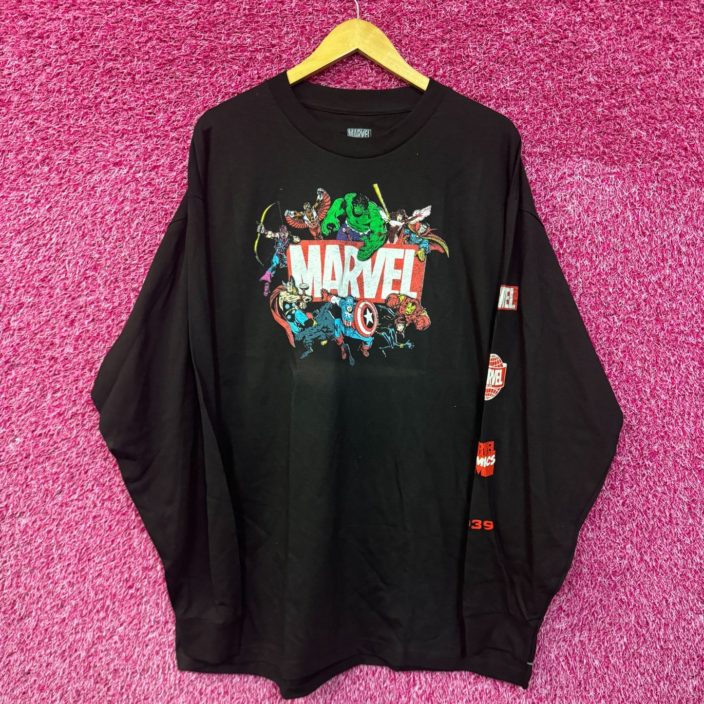 Marvel Logo Characters long sleeve T-shirt size 2XL