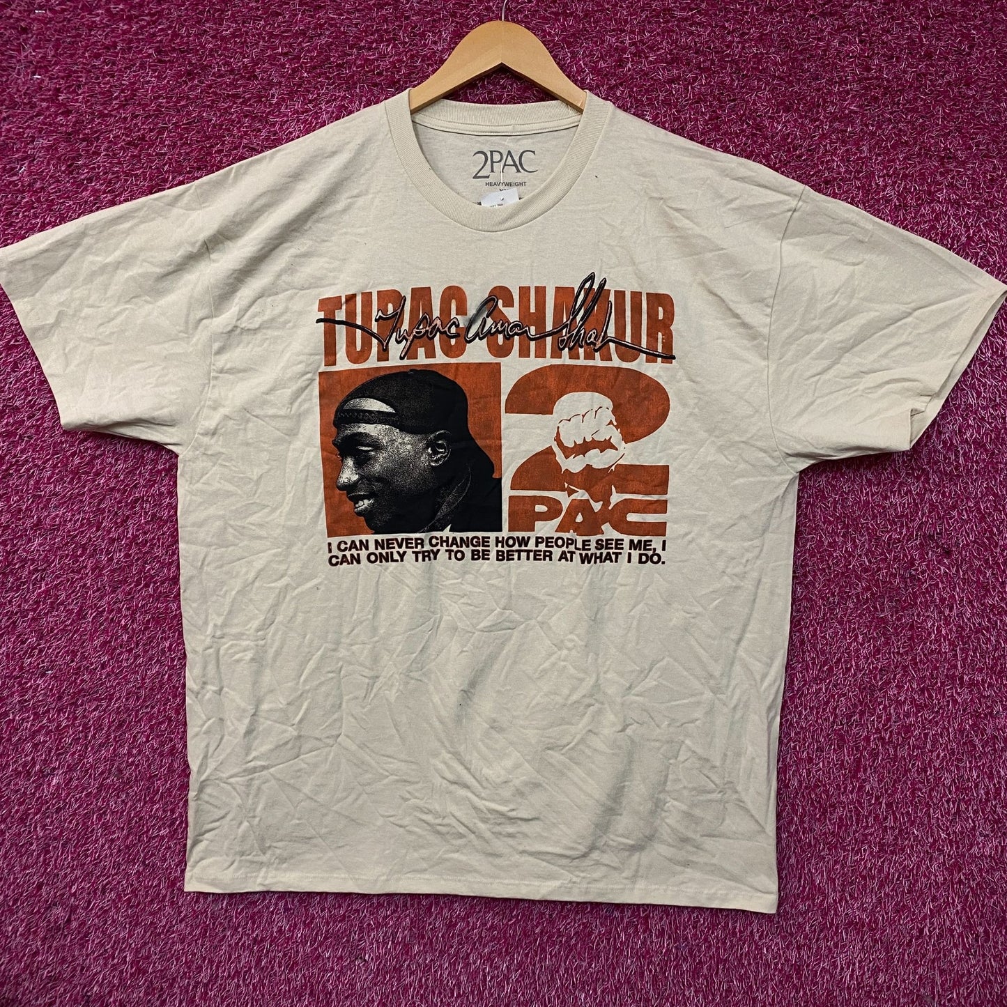 Tupac Never Change Heavyweight Graphic T-Shirt 2XL